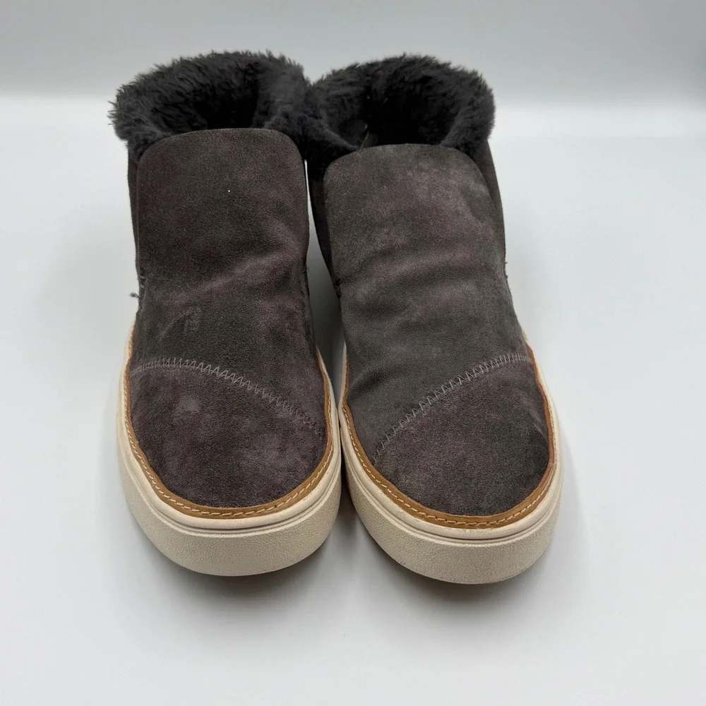 TOMS Jutti Suede Faux Fur Lined Slip On High Top‎ Sneakers Grey Womens 8.5